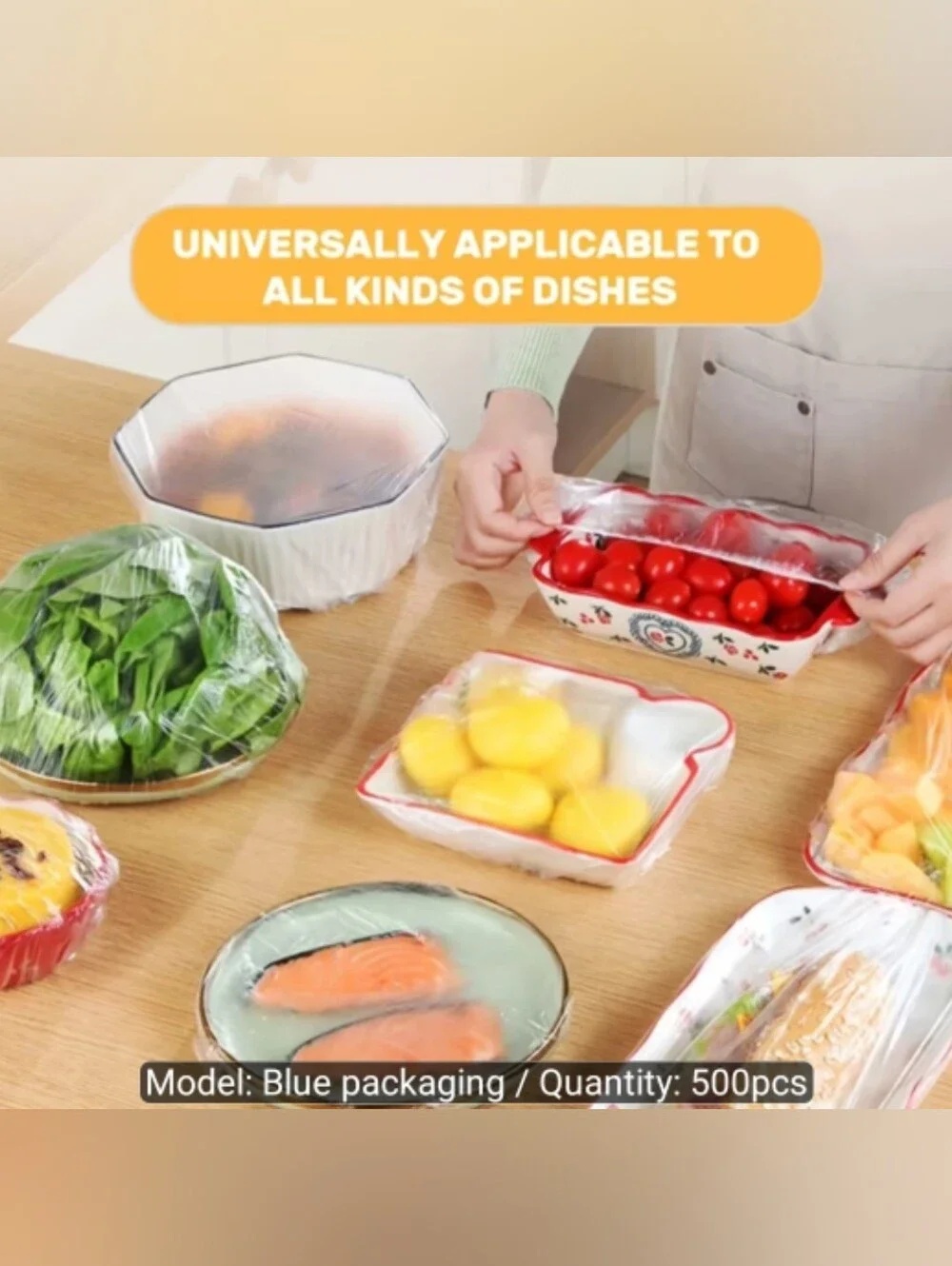 Title: 500pcs Reusable Elastic Food CoversDescription: Stretchable disposable